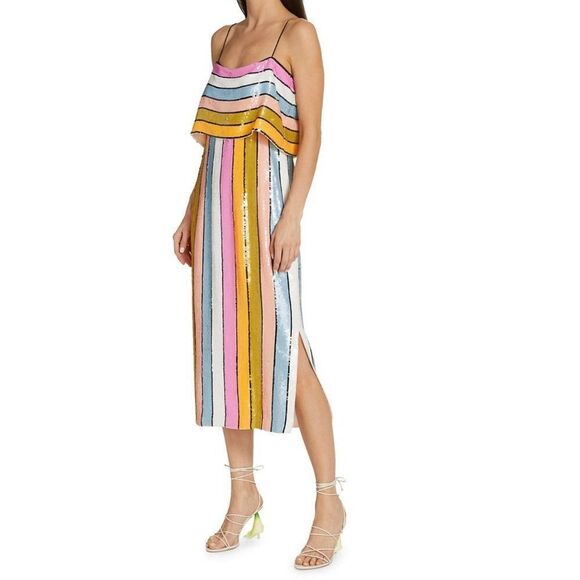 Veronica Beard Ivanna Striped Sequin Midi-Dress - Picture 3 of 7